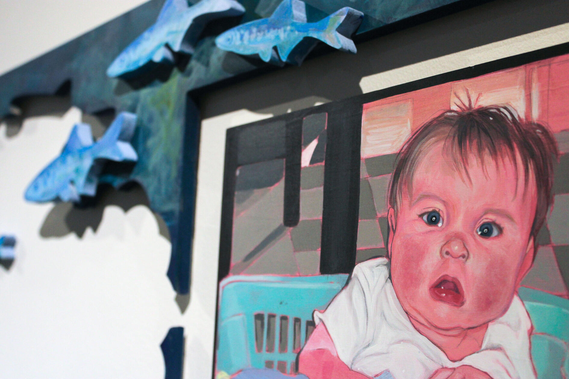 Sometimes It Whispers (detail), 2025, Acrylic on Wood, 36 x 60in.