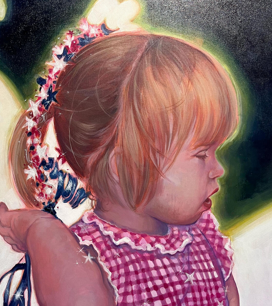Held In Ribbons (detail), 2025, Acrylic on Canvas, 24 x 30in.